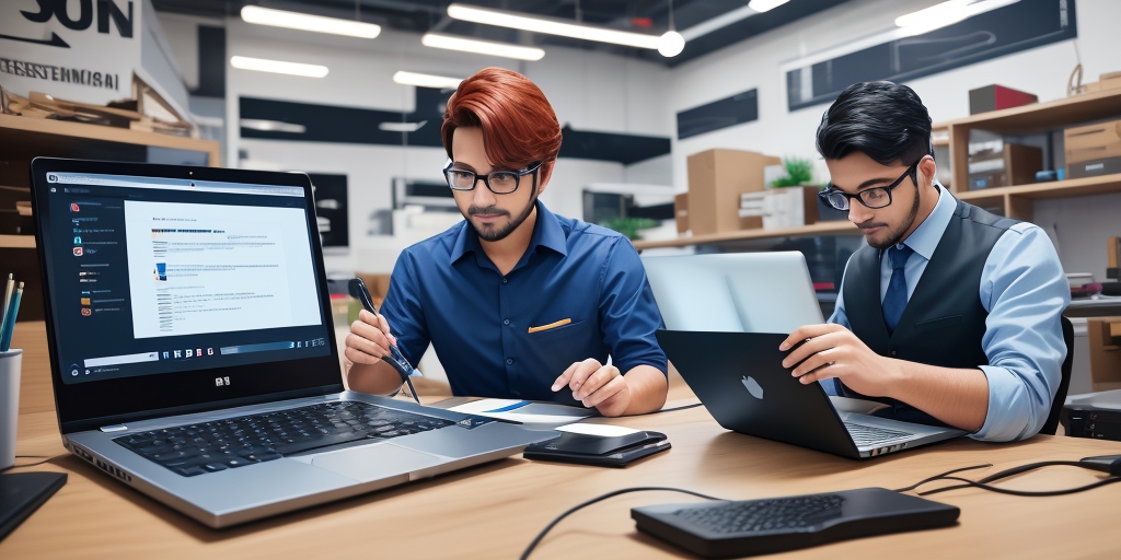 UK business owner building custom application on laptop without programming or coding knowledge