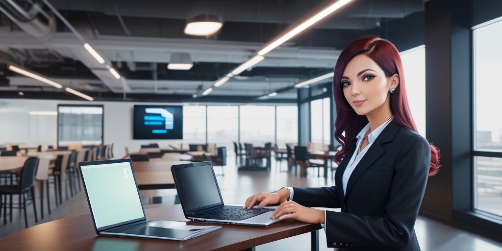 Business owner successfully building custom business app on laptop using no-code platform